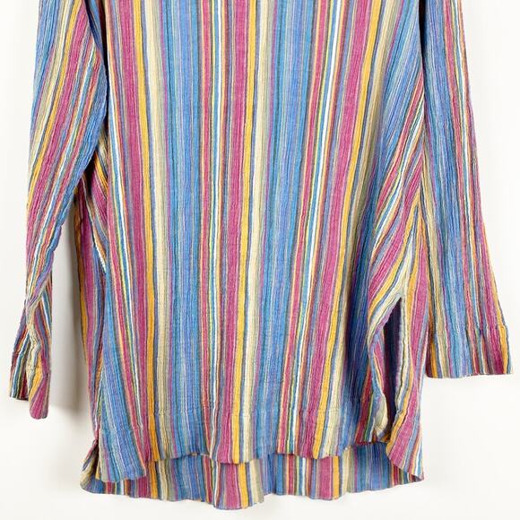 Soft Surroundings Multi Color Tunic Top Embroidered Beaded Cotton Womens Size L - Picture 10 of 11